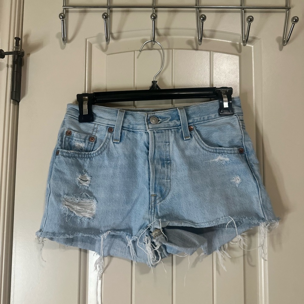 Levi's Light Blue Distressed Jean Shorts